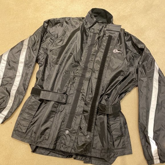 Womens XXS XS BIKEROAD Motorcycle Two Piece Rain Suit Polyester Black Jumpsuit - Picture 5 of 16